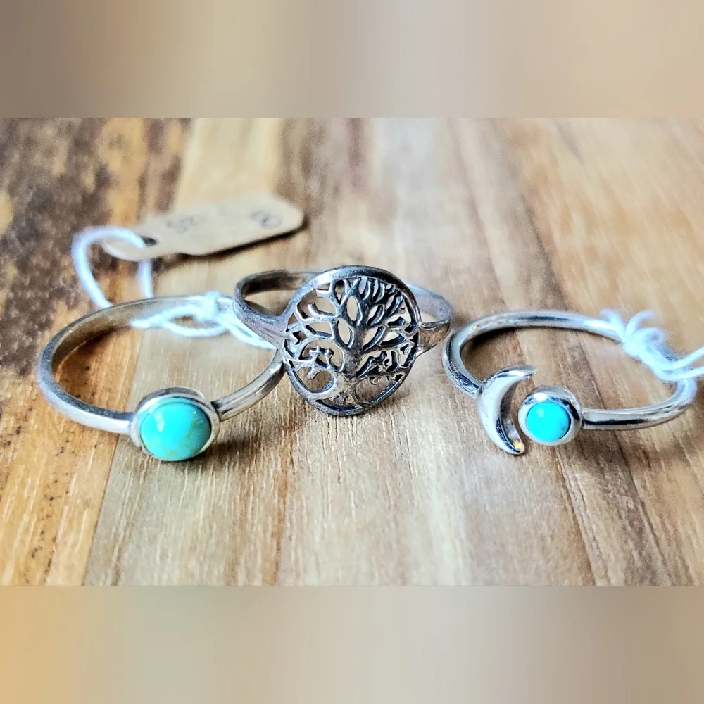 Silver and Turquoise Ring Set - Picture 2 of 2
